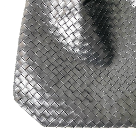 Ulta Beauty Black Vegan Leather Woven Tote Shoulder Bag NWT Knotted Strap - Picture 2 of 7